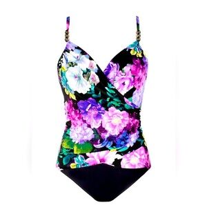 MAGICSUIT NWT New Romantic Louise Floral Print Drape One Piece Swimsuit Sz 10